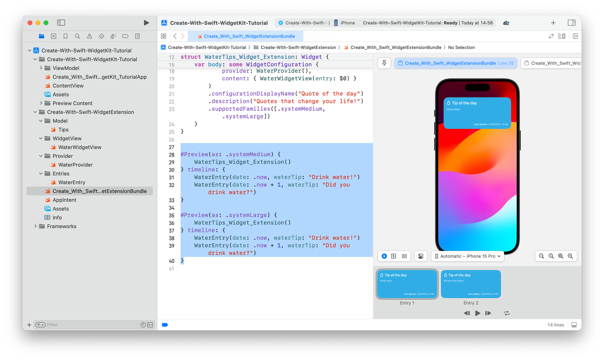 Adding a Widget to a SwiftUI app