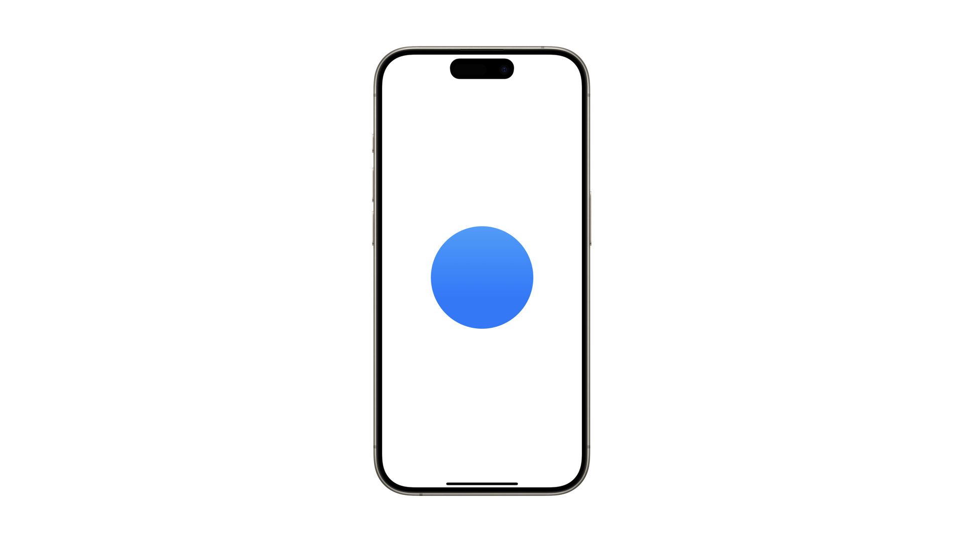 Frame of an iPhone with a circular shape in the middle filled with a top to bottom simple gradient 