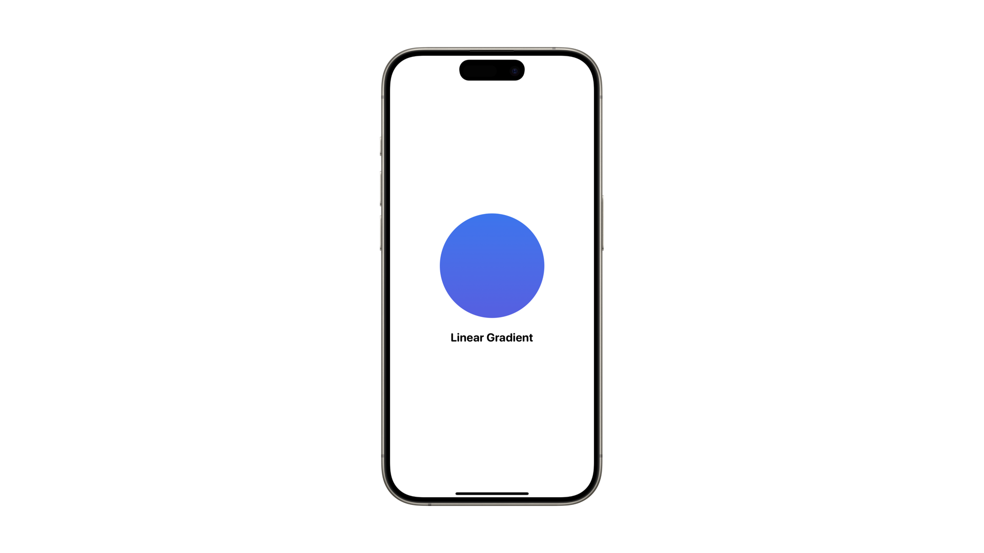 Frame of an iPhone with a circular shape in the middle filled with a top to bottom linear gradient 