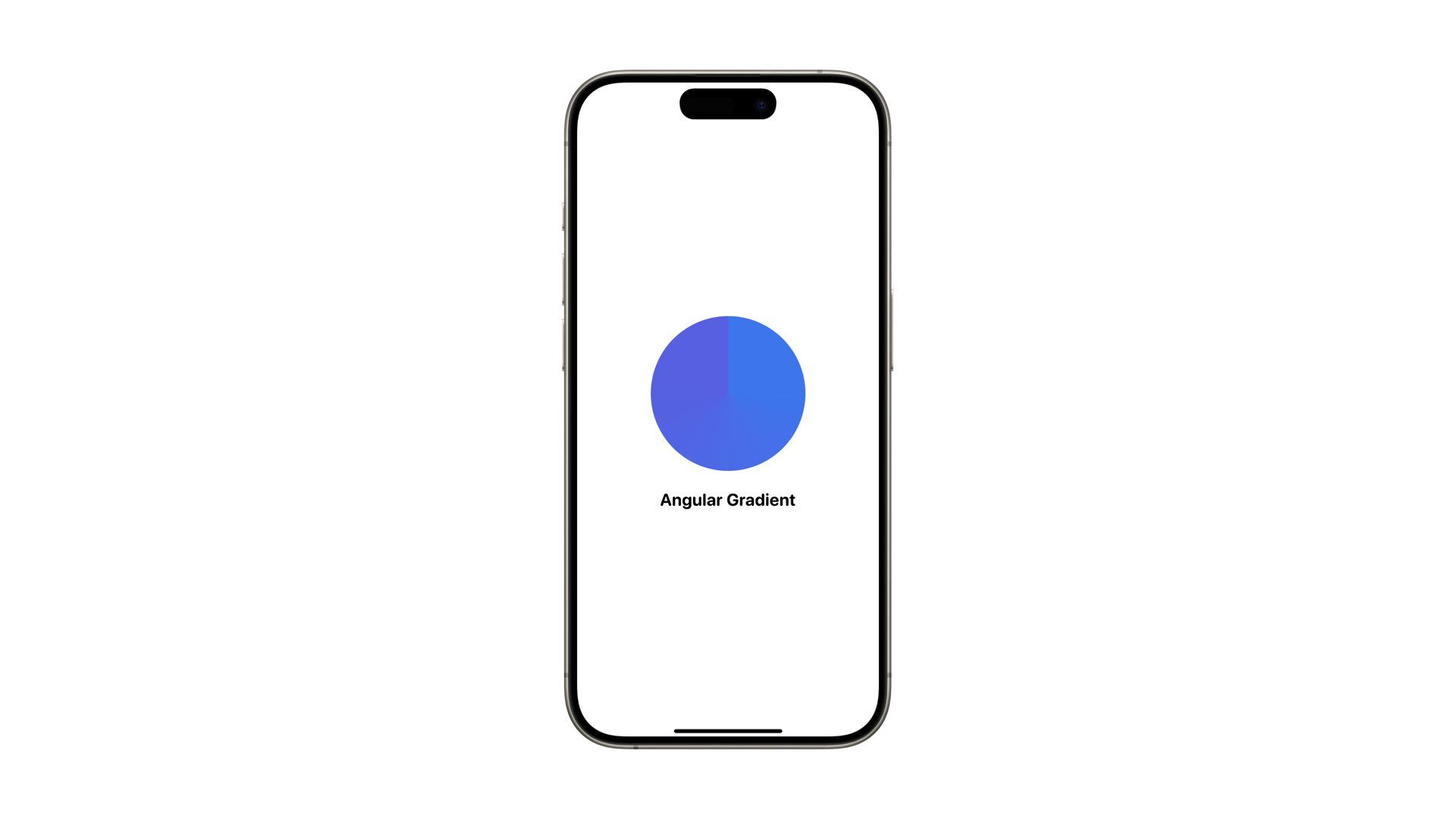 Frame of an iPhone with a circular shape in the middle filled with a centralized angular gradient starting at the top