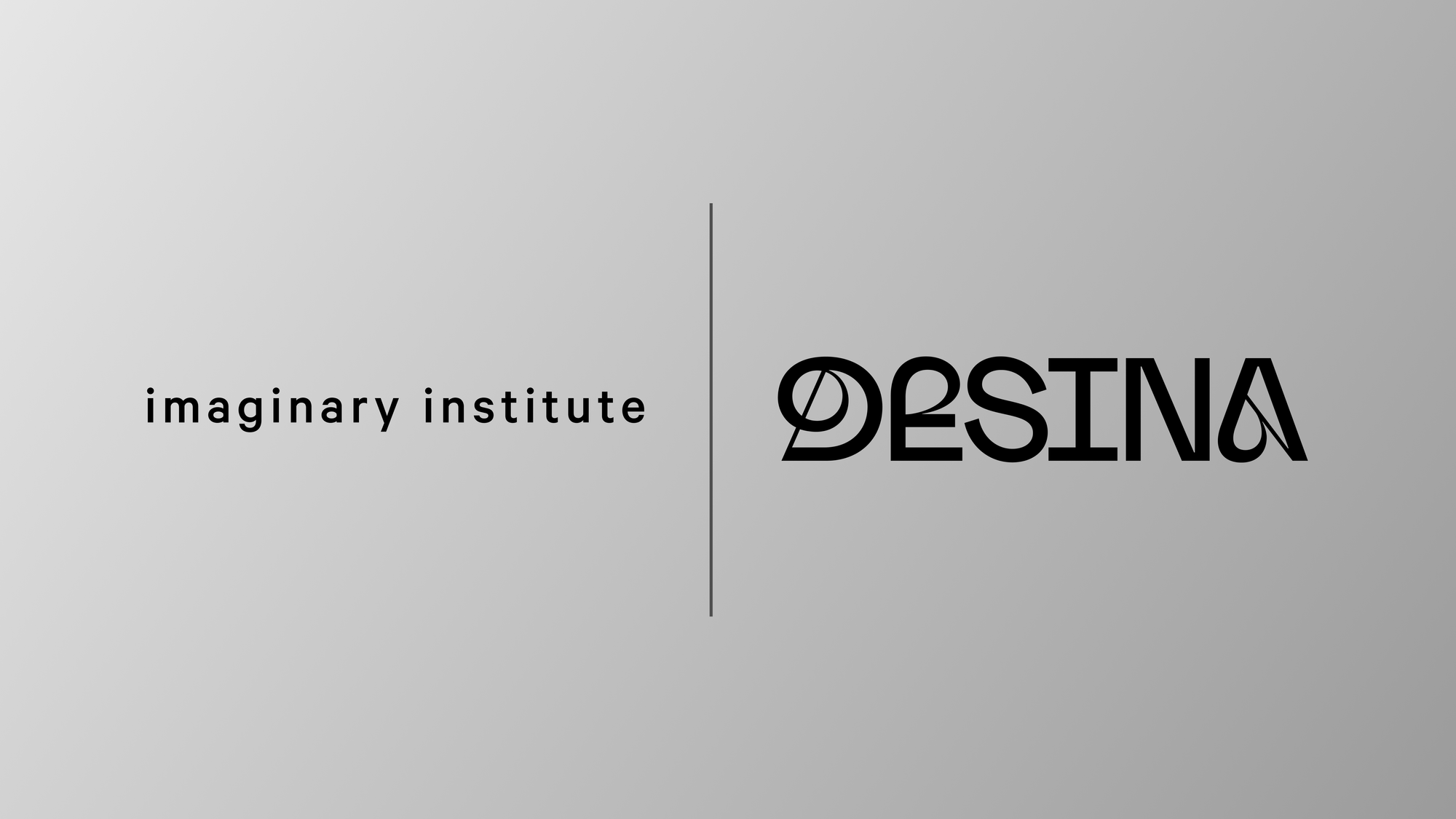 imaginary institute logotype and the desina festival logotype on a silver gradient background 